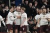 Manchester City's Erling Haaland, second from left, celebrates with his teammates after scoring his side's fifth goal during the FA Cup 5th round soccer match between Luton Town and Manchester City at the Kenilworth Road Stadium in Luton, England, Tuesday, Feb. 27, 2024. (AP Photo/Alastair Grant)