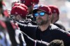 Minnesota Twins manager Rocco Baldelli stands in the dugout during the fifth inning of a spring training baseball game against the New York Yankees Monday, Feb. 26, 2024, in Tampa, Fla. (AP Photo/Charlie Neibergall)