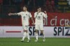 Roma's Lorenzo Pellegrini, right, celebrates with Leandro Paredes after scoring the opening goal during the Serie A soccer match between AC Monza and Roma at the U-Power stadium in Monza, Italy, Saturday, March 2, 2024. (Alberto Mariani/LaPresse via AP)