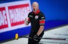 Ontario skip Scott Howard celebrates after scoring three with his final rock in the 10th end to defeat British Columbia 7-5 during the Brier, in Regina, on Saturday, March 2, 2024. THE CANADIAN PRESS/Darryl Dyck