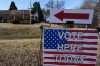 FILE - A voting sign is seen near a voting center at Croft Baptist Church, Feb. 24, 2024, in Spartanburg, S.C. A small but substantial chunk of GOP primary and caucus voters have said they'd be so dissatisfied if Donald Trump became the Republican Party's presidential nominee that they would ultimately not vote for him in November, according to AP VoteCast. (AP Photo/Mike Stewart, File)