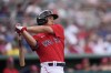 Boston Red Sox's Masataka Yoshida hits a foul ball in the second inning of a spring training baseball game against the Toronto Blue Jays in Fort Myers, Fla., Sunday, March 3, 2024. THE CANADIAN PRESS/AP-Gerald Herbert