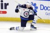 Winnipeg Jets defenceman Josh Morrissey (44) celebrates after his goal during the third period of an NHL hockey game against the Buffalo Sabres, Sunday, March 3, 2024, in Buffalo, N.Y. Defencemen swept the latest NHL player of the week awards, with Nashville's Roman Josi, Florida's Brandon Montour and Winnipeg's Morrissey earning honours. THE CANADIAN PRESS/AP/Jeffrey T. Barnes