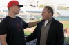 New San Francisco Giants infielder Matt Chapman, left, talks with his agent Scott Boras after Chapman's baseball press conference announcing his signing Monday, March 4, 2024, in Scottsdale, Ariz. (AP Photo/Ross D. Franklin)