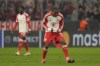 Bayern's Mathys Tel celebrates end of the Champions League round of 16 second leg soccer match between FC Bayern Munich and Lazio at the Allianz Arena stadium in Munich, Germany, Tuesday, March 5, 2024. Bayern Munich won 3-0. (AP Photo/Matthias Schrader)