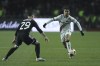 Leverkusen's Amine Adli, right, fights for the ball with Qarabag's Marko Vesovic during the Europa League round of sixteen, first leg, soccer match between Qarabag and Leverkusen at the Tofiq Bahramov Republican stadium in Baku, Azerbaijan, Thursday, March 7, 2024. (AP Photo)