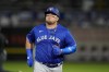 Toronto Blue Jays' Daniel Vogelbach runs the bases after his two-run home run during the first inning of a spring training baseball against the New York Yankees game Friday, March 1, 2024, in Tampa, Fla. Kevin Kiermaier and Daniel Vogelbach each homered as the Toronto Blue Jays took command early and held on for a 5-4 win over the Detroit Tigers in pre-season action on Thursday. THE CANADIAN PRESS/AP, Charlie Neibergall