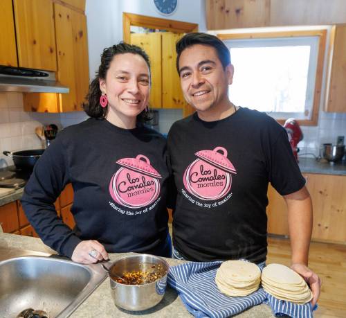 MIKE DEAL / WINNIPEG FREE PRESS
                                Helena and Eduardo Morales are owners of Los Comales Morales, an artisanal tortilla business. Both of Mexican descent, Helena grew up in Manitoba, while Eduardo moved here from Mexico City in 2006, after the two of them met through a friend.