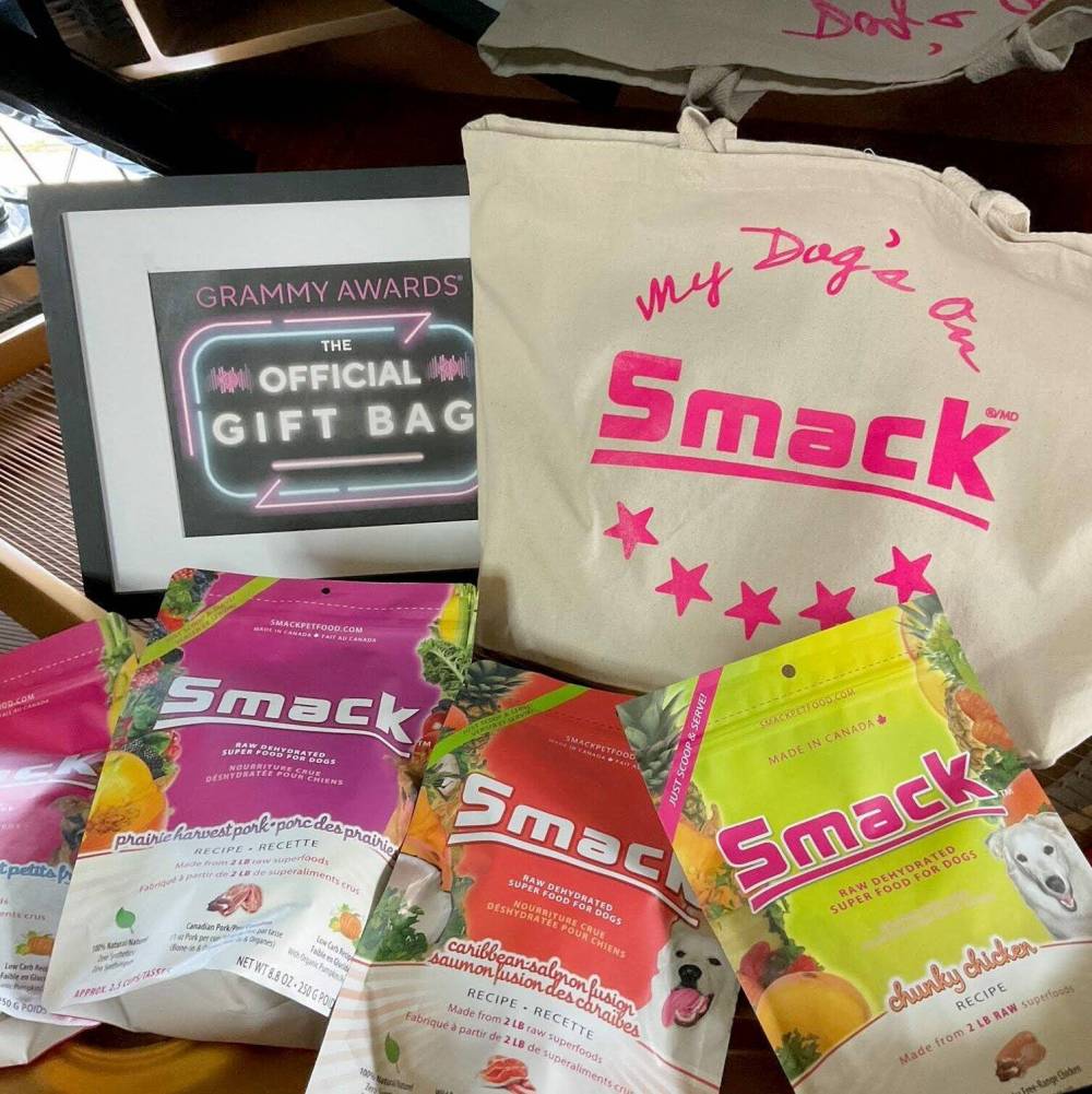 SUPPLIED
The official Grammy Awards gift bag by Smack, a Winnipeg-based high end pet food company.