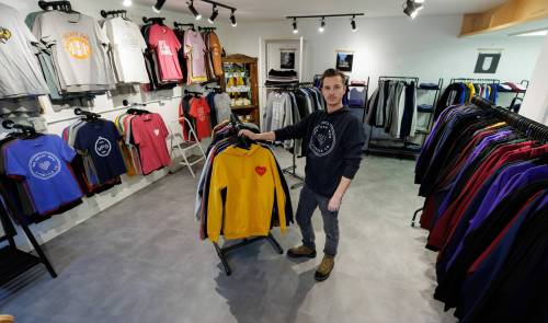 MIKE DEAL / WINNIPEG FREE PRESS
                                Ryan Bowman, who together with his wife has been running We Heart Winnipeg, since 2019. The couple started online, before operating a tiny shop on Osborne for a few years. They bought a property on Watt Street last spring, and following a few months of renovations, opened We Heart Winnipeg&rsquo;s new home, last August. The location at 680 Watt Street is called House of Local and in addition to being a printing lab and retail space for We Heart Winnipeg, several local artists and makers are able to sell their products. See Dave Sanderson story 240205 - Monday, February 05, 2024.