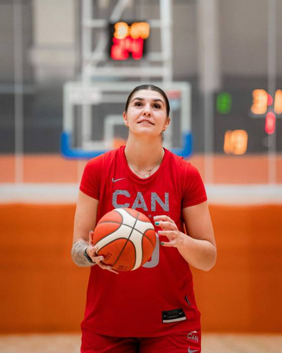 Emily Potter is the only Manitoban on the Canadian Women's Basketball team competing in the FIBA Olympic qualifier tournament. (Maud Issa / Canada Basketball)