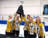 JACK GUSTAFSON / CURLING CANADA 

Lead Rylie Cox (from left), second India Young, Keira Krahn, skip Shaela Hayward and coach Diane Hayward celebrate Saturday’s title, Manitoba’s first medal in the six-year history of the women’s U18 event.