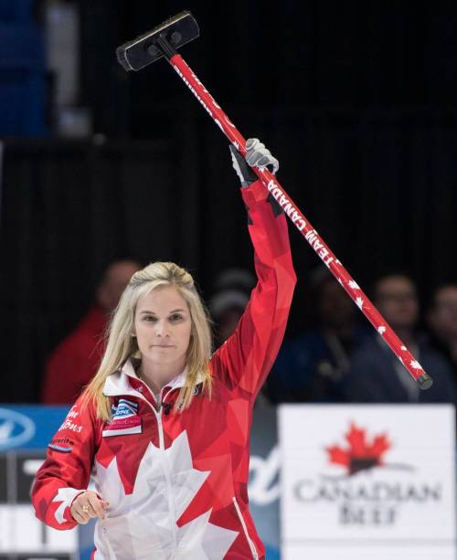 THE CANADIAN PRESS FILES/Paul Chiasson
                                Canada skip Jennifer Jones celebrates a victory over United States during the semifinal at the World Women&rsquo;s Curling Championship in 2018.