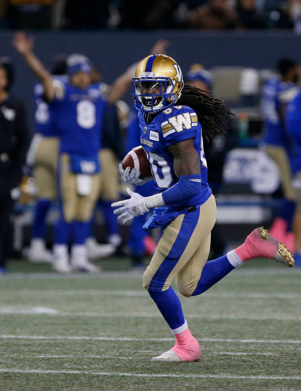 JOHN WOODS / THE CANADIAN PRESS FILES
The Blue Bombers would like to talk to Janarion Grant, but the club is having trouble locating the dynamic kick returner.