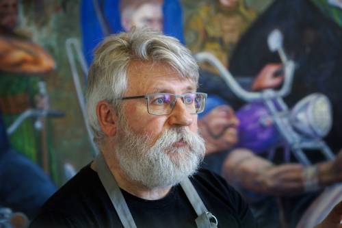 Artist Michael Boss in his studio (Mike Deal / Free Press)