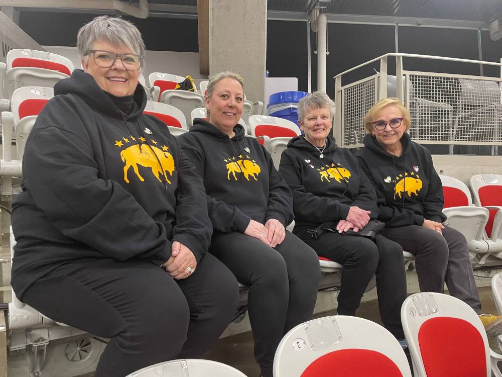 Supplied Photo
Carol Jones (second from right) with friends Cathy Marks (left), Nicole Berard and Gail Cabana-Coldwell who have joined her in Calgary to cheer on her daugther in her final Scotties.