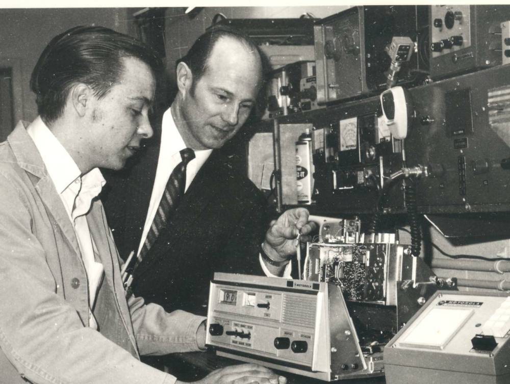 Supplied
Bob Harrison (right) was a pioneer of two-way mobile radio and paging systems.