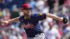 Atlanta Braves pitcher Ken Giles throws during the third inning of a spring training baseball game against the Philadelphia Phillies Wednesday, Feb. 28, 2024, in Clearwater, Fla. (AP Photo/Charlie Neibergall)