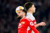 Union Berlin's Lucas Tousart, left, and Stuttgart's Angelo Stiller vie for the ball during the German Bundesliga soccer match between VfB Stuttgart and Union Berlin, at the MHPArena in Stuttgart, Germany Friday, March 8, 2024. (Tom Weller/dpa via AP)