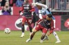 Toronto FC's Lorenzo Insigne, right, battles for the ball with Charlotte FC's Kerwin Vargas during first half MLS action in Toronto, Saturday, March 9, 2024. THE CANADIAN PRESS/Chris Young