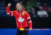 Canada skip Brad Gushue celebrates after scoring two against Saskatchewan with his final rock in the seventh end during the final at the Brier, in Regina, Sunday, March 10, 2024. THE CANADIAN PRESS/Darryl Dyck
