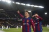 Barcelona's Joao Cancelo celebrates after scoring his side's second goal during the Champions League, round of 16, second leg soccer match between Barcelona and SSC Napoli at the Olympic Lluis Companys stadium in Barcelona, Spain, Tuesday, March 12, 2024. (AP Photo/Emilio Morenatti)