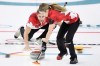 Canada's Kaitlyn Lawes and teammate John Morris play their stone during mixed doubles gold-medal curling action against Switzerland at the Olympic Winter Games in Gangneung, South Korea on Tuesday, Feb. 13, 2018. THE CANADIAN PRESS/Nathan Denette
