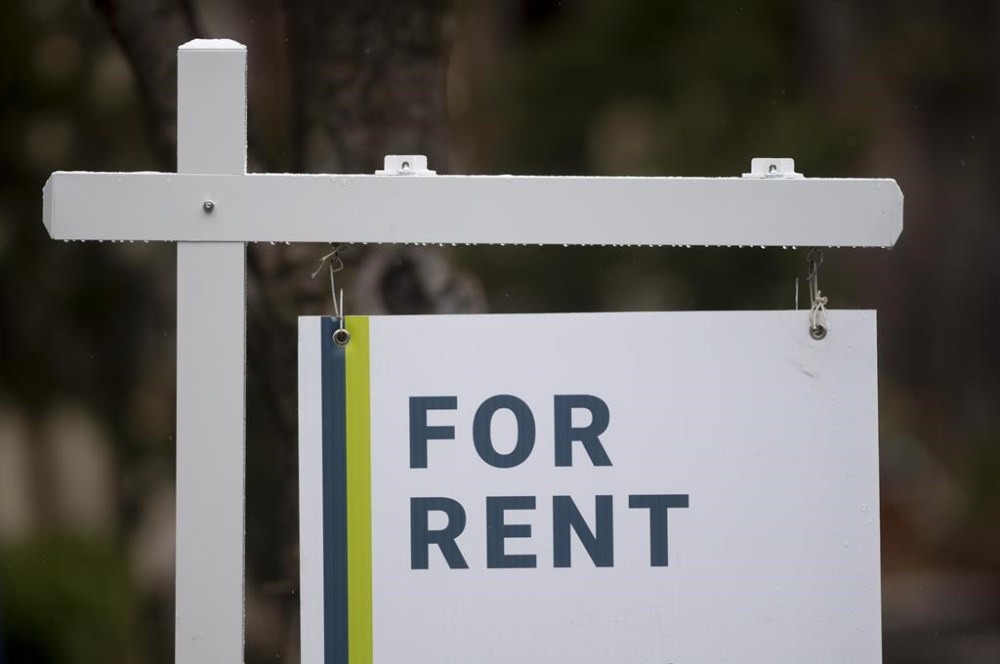 A rental sign is seen outside a building in Ottawa, Thursday, April 30, 2020. An RBC economist says Canadian renters face higher hurdles to accumulating wealth than homeowners. THE CANADIAN PRESS/Adrian Wyld