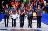 Team Ontario-Homan, left to right, alternate Rachel Brown, lead Sarah Wilkes, second Emma Miskew, vice-skip Tracy Fleury and skip Rachel Homan, right, celebrate after defeating Team Manitoba-Jones in the final at the Scotties Tournament of Hearts in Calgary, Sunday, Feb. 25, 2024. THE CANADIAN PRESS/Jeff McIntosh