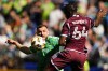 Seattle Sounders forward Jordan Morris (13) goes up for the ball against Colorado Rapids defender Moise Bombito (64) during the first half of an MLS soccer match Saturday, March 16, 2024, in Seattle. (AP Photo/Lindsey Wasson)
