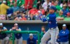 Toronto Blue Jays’ Joey Votto hits a solo home run off Philadelphia Phillies starter Zack Wheeler during the first inning of a spring training baseball game at BayCare Ballpark, Sunday, March 17, 2024, in Clearwater, Fla. THE CANADIAN PRESS/Steve Nesius