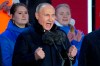 Russian President Vladimir Putin gestures while addressing a crowd at a concert marking his victory in a presidential election and the 10-year anniversary of Crimea's annexation by Russia on Red Square in Moscow, Russia, Monday, March 18, 2024. President Vladimir Putin seized Crimea from Ukraine a decade ago, a move that sent his popularity soaring but was widely denounced as illegal. (AP Photo/Alexander Zemlianichenko)