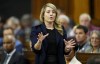 MPs voted late Monday for a symbolic motion surrounding Palestinian statehood, which included a number of slight shifts in the government's policy. Minister of Foreign Affairs Melanie Joly rises during question period in the House of Commons on Parliament Hill in Ottawa on Monday, March 18, 2024. THE CANADIAN PRESS/Sean Kilpatrick