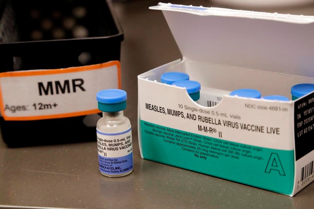 One of the doctors leading Montreal public health's response to the city's measles outbreak says he's optimistic officials will be able to gain control of the virus despite the rising number of cases. In this photo taken Wednesday, May 15, 2019, a dose of the measles, mumps and rubella vaccine is displayed at the Neighborcare Health clinics at Vashon Island High School in Vashon Island, Wash. THE CANADIAN PRESS/AP/Elaine Thompson