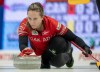 Canada skip Rachel Homan delivers a shot in World Women's Curling Championship action against Scotland in Sydney, N.S. on Friday, March 22, 2024. THE CANADIAN PRESS/Frank Gunn