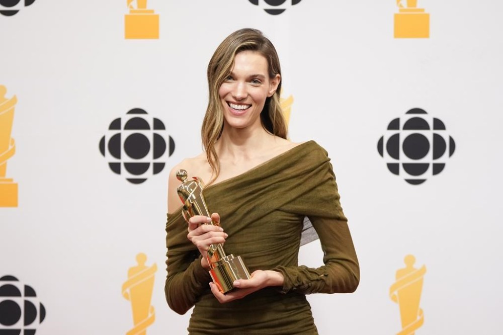 Charlotte Cardin poses with the Juno Award for Pop Album of the Year during the Juno Awards in Halifax on Saturday, March 23, 2024. THE CANADIAN PRESS/Darren Calabrese