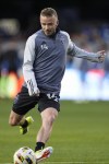 San Jose Earthquakes midfielder Jackson Yueill warms up before an MLS soccer match against the Seattle Sounders, Saturday, March 23, 2024, in San Jose, Calif. (AP Photo/Godofredo A. Vásquez)