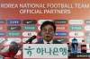Hwang Sun-hong, temporary head coach of South Korea's national soccer team, speaks during a press conference to announce his squad for upcoming FIFA World Cup qualifying matches against Thailand, at the Korea Football Association headquarters in Seoul, South Korea, Monday, March 11, 2024. (AP Photo/Ahn Young-joon)