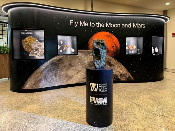 An installation at Portland International Jetport in Maine features the second largest piece of the moon on Earth. (Darryl Pitt via The Associated Press)