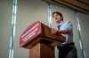 Prime Minister Justin Trudeau speaks during a news conference for a housing announcement in Vancouver, Wednesday, March. 27, 2024. The federal government wants to support those who rent their homes with a protection fund, a bill of rights and a plan to give reliable renters credit when they step up to by a home. 
THE CANADIAN PRESS/Ethan Cairns