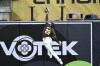 FILE - San Diego Padres right fielder Fernando Tatis Jr. (23) makes a leaping catch on a ball hit by Seattle Mariners Jorge Polanco during the first inning of a spring training baseball game, Monday, March 25, 2024, in San Diego. Tatis made a sensational running, leaping catch in right field with a runner on second base, threw the ball back in, slapped the platinum patch on his glove and flashed his golden smile. (AP Photo/Denis Poroy, File)