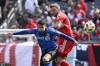 CF Montréal's Dominic Lankov and Chicago Fire defender Rafael Czichos (5) during the second half of an MLS soccer match, Saturday, March 16, 2024, in Chicago. (AP Photo/Matt Marton)