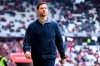 Leverkusen coach Xabi Alonso stands before the Bundesliga soccer match between Bayer Leverkusen and SC Freiburg at the Europa-Park Stadium in Freiburg im Breisgau, Germany, Sunday March 17, 2024. (Tom Weller/dpa via AP)