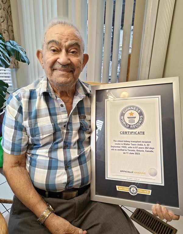 Ontario man now holds world record as oldest kidney transplant