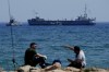The ship loaded with 240 tons of canned food bound for Gaza stands just outside the Cypriot port of Larnaca, Cyprus, on Saturday, March 30, 2024. U.S. charity World Central Kitchen says the ship, named Jennifer, was due to depart following the inaugural voyage of the Cyprus-Gaza sea route earlier this month by the Open Arms vessel that delivered 200 tons of food and water. (AP Photo/Petros Karadjias)