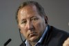 FILE - John Textor, a U.S. digital entrepreneur, attends a press conference to announce Textor's takeover of the club, in Decines, near Lyon, central France, Tuesday, June 21, 2022. Brazilian club Palmeiras filed a complaint against John Textor at the country’s top sports court on Tuesday, April 2, 2024 after the American executive made allegations of match-fixing.(AP Photo/Laurent Cipriani, File)