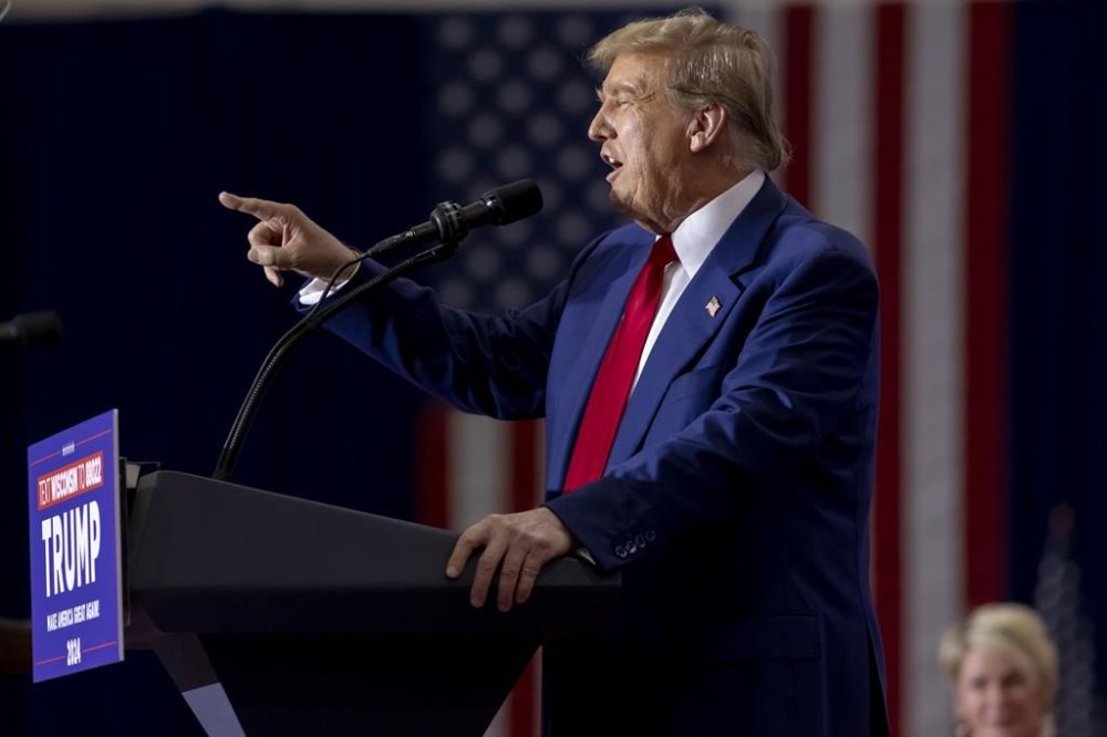 Republican presidential candidate former President Donald Trump speaks, Tuesday, April 2, 2024, at a rally in Green Bay, Wis. (AP Photo/Mike Roemer)