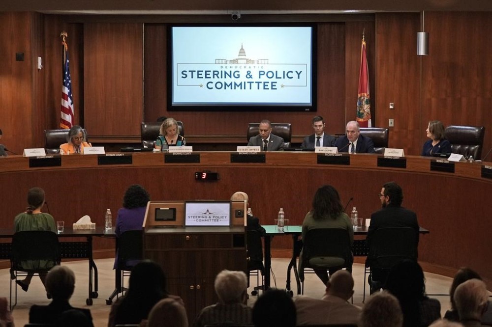 Members of the Democratic Steering & Policy Committee Field Hearing on Reproductive Freedom meet, Tuesday, April 2, 2024, in Fort Lauderdale, Fla. (AP Photo/Wilfredo Lee)