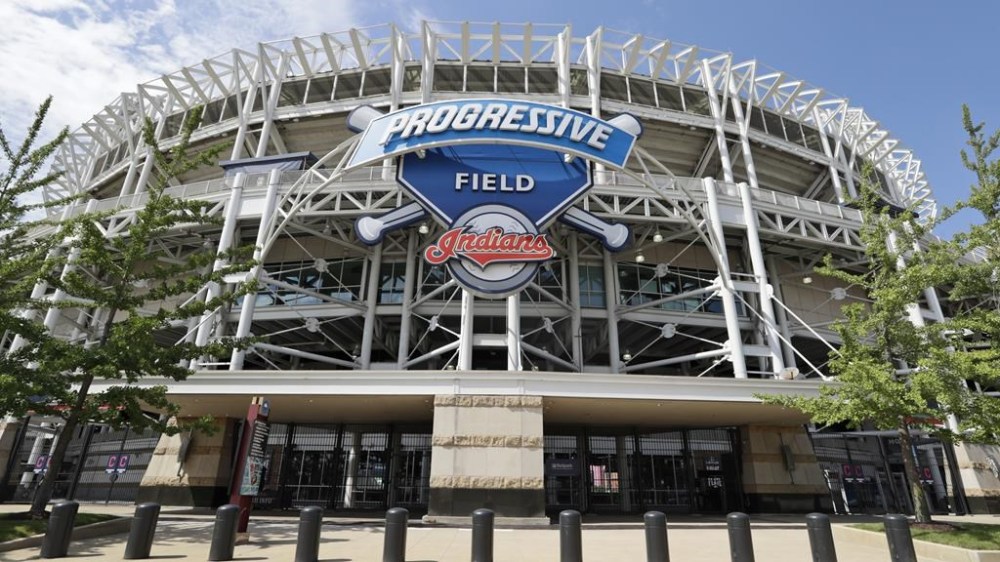 FILE - Progressive Field is shown before a preseason baseball game between the Pittsburgh Pirates and the Cleveland Indians, Monday, July 20, 2020, in Cleveland. The Cleveland Guardians won't be changing the name of their ballpark anytime soon. The team announced a 13-year deal with Progressive Insurance to be its primary insurance provider on Wednesday, April 3, 2024, an agreement that will keep their downtown home called Progressive Field through the 2036 season.(AP Photo/Tony Dejak, File)