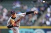 Cleveland Guardians starting pitcher Logan Allen throws against the Seattle Mariners during the first inning of a baseball game Wednesday, April 3, 2024, in Seattle. (AP Photo/Lindsey Wasson)